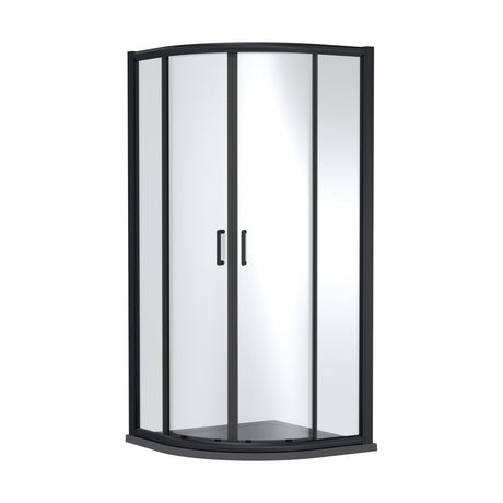 [BEZLU012] 8mm Toughened Safety Glass Quadrant Shower Enclosure and Resin Shower Tray - Choice of Size and Finish - Cutout