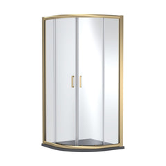 [BEZLU019] 8mm Toughened Safety Glass Quadrant Shower Enclosure and Resin Shower Tray - Choice of Size and Finish - Cutout