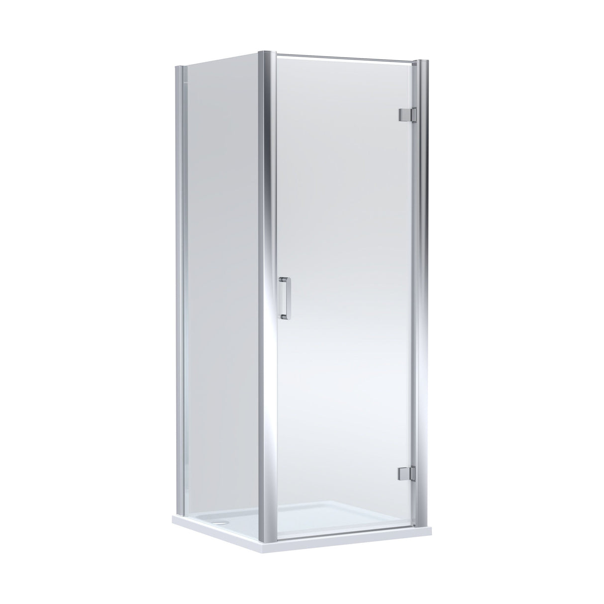[BEZLU040] 8mm Toughened Safety Glass Hinged Shower Door, Side Panel and Shower Tray - Choice of Size and Finish - Cutout