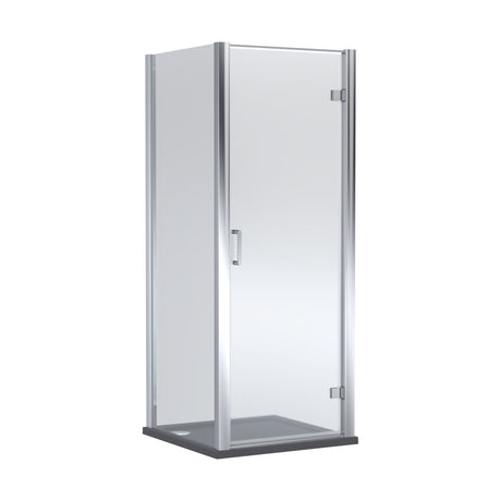 [BEZLU042] 8mm Toughened Safety Glass Hinged Shower Door, Side Panel and Shower Tray - Choice of Size and Finish - Cutout