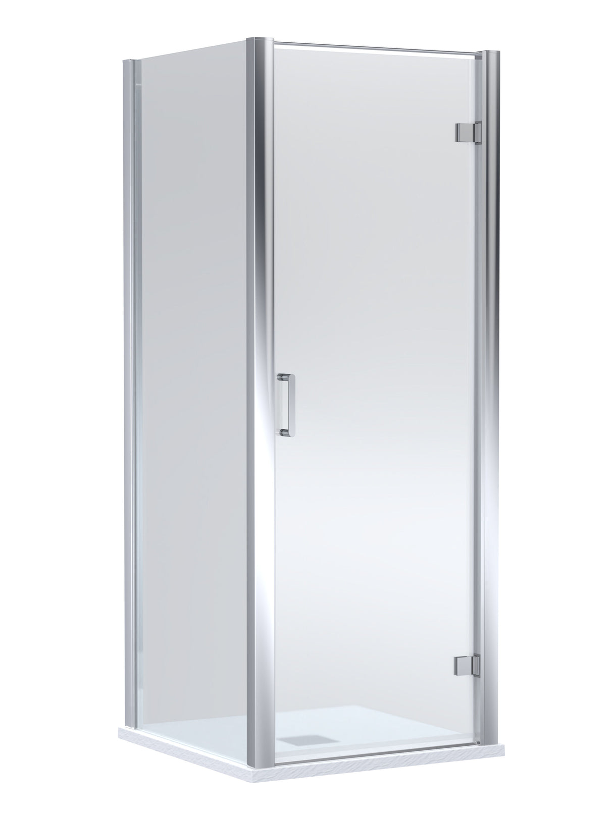 8mm Toughened Safety Glass Hinged Shower Door, Side Panel and Slimline Shower Tray - Choice of Size and Finish