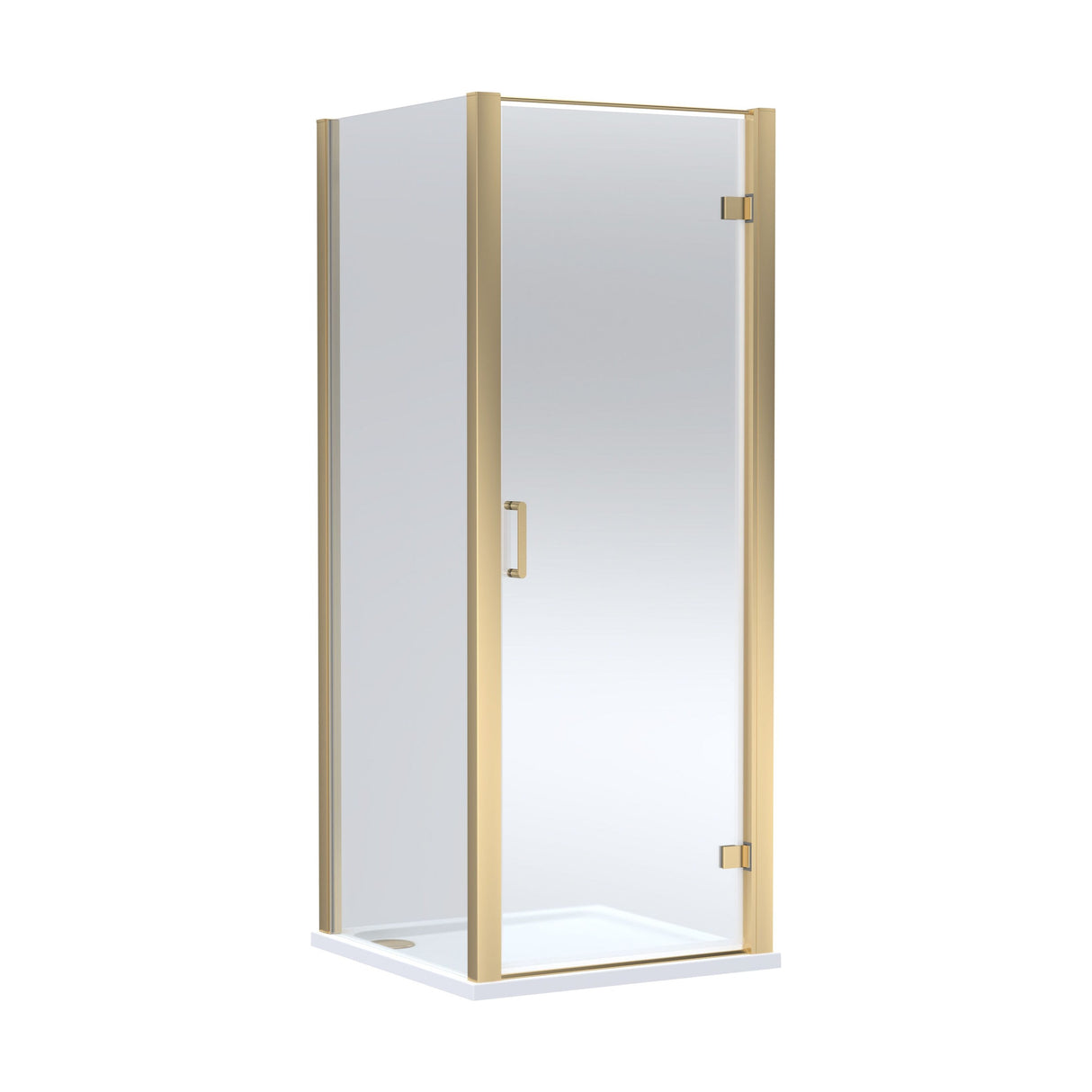 [BEZLU046] 8mm Toughened Safety Glass Hinged Shower Door, Side Panel and Shower Tray - Choice of Size and Finish - Cutout
