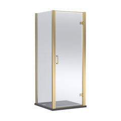 [BEZLU048] 8mm Toughened Safety Glass Hinged Shower Door, Side Panel and Shower Tray - Choice of Size and Finish - Cutout