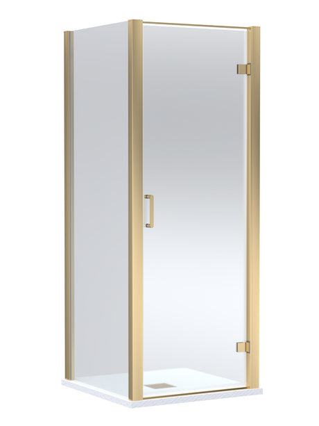 8mm Toughened Safety Glass Hinged Shower Door, Side Panel and Slimline Shower Tray - Choice of Size and Finish