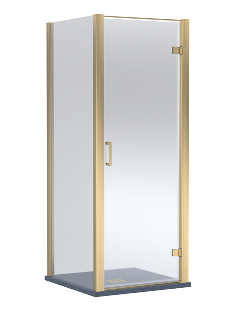 8mm Toughened Safety Glass Hinged Shower Door, Side Panel and Slimline Shower Tray - Choice of Size and Finish