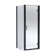 [BEZLU052] 8mm Toughened Safety Glass Hinged Shower Door, Side Panel and Shower Tray - Choice of Size and Finish - Cutout
