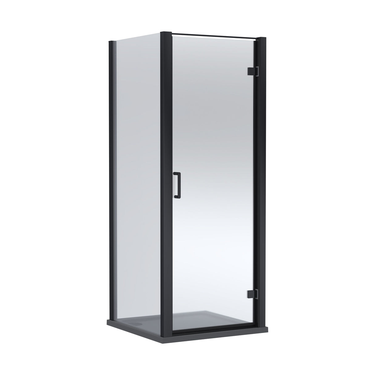 [BEZLU054] 8mm Toughened Safety Glass Hinged Shower Door, Side Panel and Shower Tray - Choice of Size and Finish - Cutout