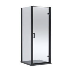 [BEZLU054] 8mm Toughened Safety Glass Hinged Shower Door, Side Panel and Shower Tray - Choice of Size and Finish - Cutout