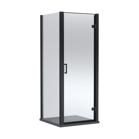 [BEZLU054] 8mm Toughened Safety Glass Hinged Shower Door, Side Panel and Shower Tray - Choice of Size and Finish - Cutout