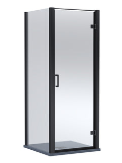 8mm Toughened Safety Glass Hinged Shower Door, Side Panel and Slimline Shower Tray - Choice of Size and Finish