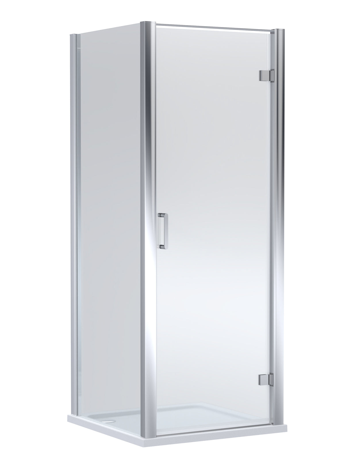 8mm Toughened Safety Glass Hinged Shower Door, Side Panel and Shower Slip Resistant Tray - Choice of Size and Finish