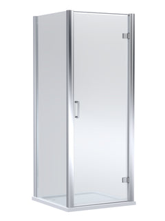 8mm Toughened Safety Glass Hinged Shower Door, Side Panel and Shower Slip Resistant Tray - Choice of Size and Finish