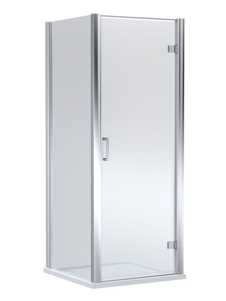 8mm Toughened Safety Glass Hinged Shower Door, Side Panel and Shower Slip Resistant Tray - Choice of Size and Finish