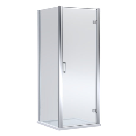 8mm Toughened Safety Glass Hinged Shower Door, Side Panel and Shower Slip Resistant Tray - Choice of Size and Finish