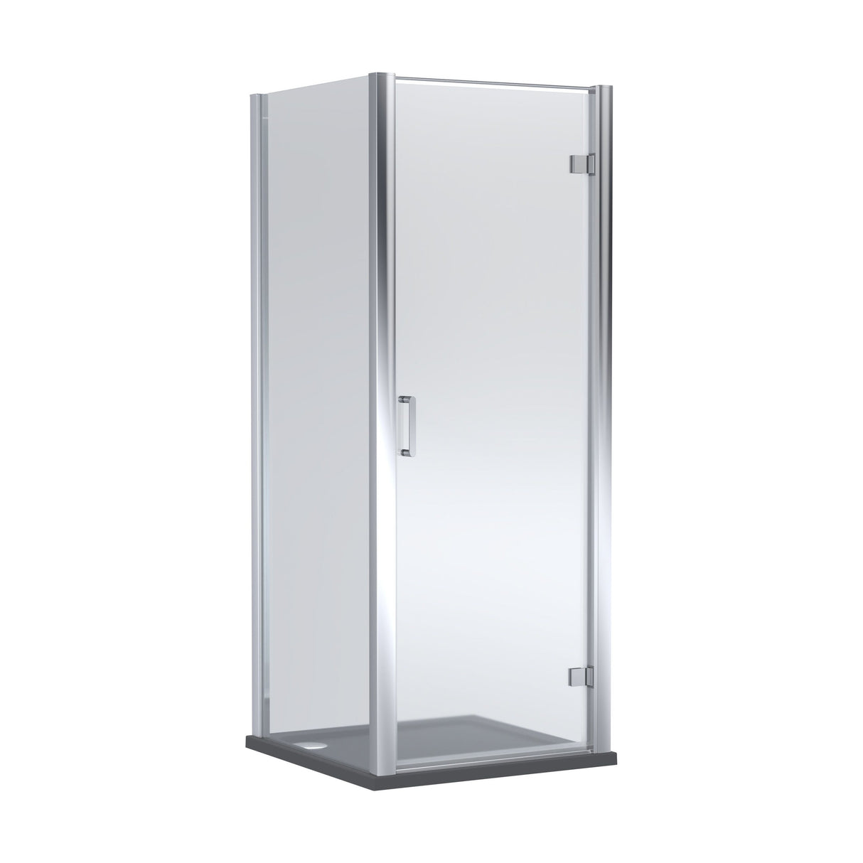 [BEZLU060] 8mm Toughened Safety Glass Hinged Shower Door, Side Panel and Shower Tray - Choice of Size and Finish - Cutout