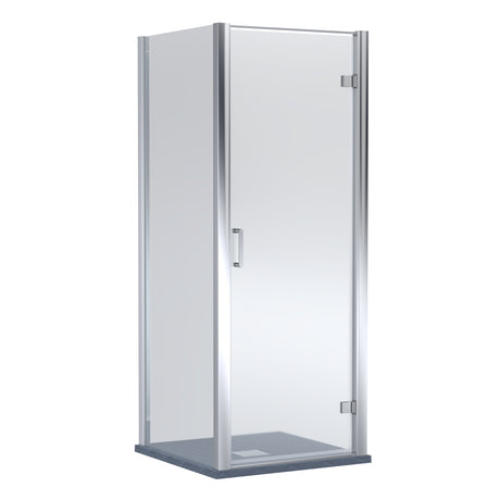 8mm Toughened Safety Glass Hinged Shower Door, Side Panel and Slimline Shower Tray - Choice of Size and Finish
