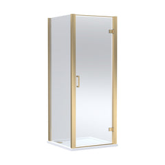[BEZLU064] 8mm Toughened Safety Glass Hinged Shower Door, Side Panel and Shower Tray - Choice of Size and Finish - Cutout