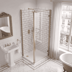 8mm Toughened Safety Glass Hinged Shower Door, Side Panel and Shower Slip Resistant Tray - Choice of Size and Finish