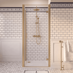 8mm Toughened Safety Glass Hinged Shower Door, Side Panel and Shower Slip Resistant Tray - Choice of Size and Finish