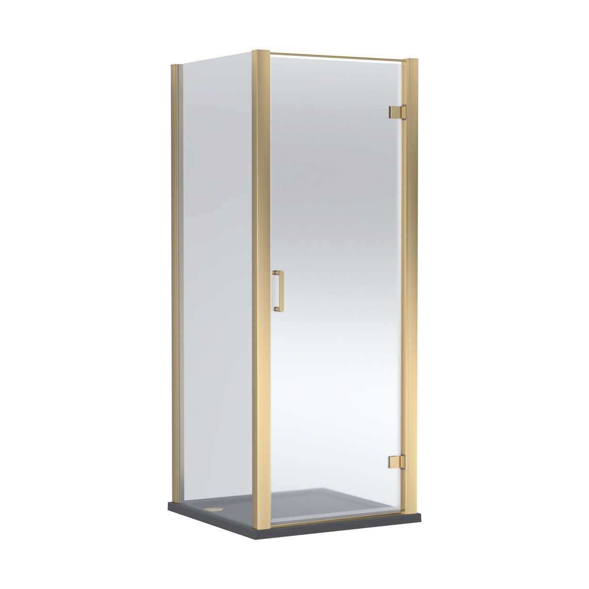 [BEZLU066] 8mm Toughened Safety Glass Hinged Shower Door, Side Panel and Shower Tray - Choice of Size and Finish - Cutout