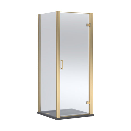 [BEZLU066] 8mm Toughened Safety Glass Hinged Shower Door, Side Panel and Shower Tray - Choice of Size and Finish - Cutout