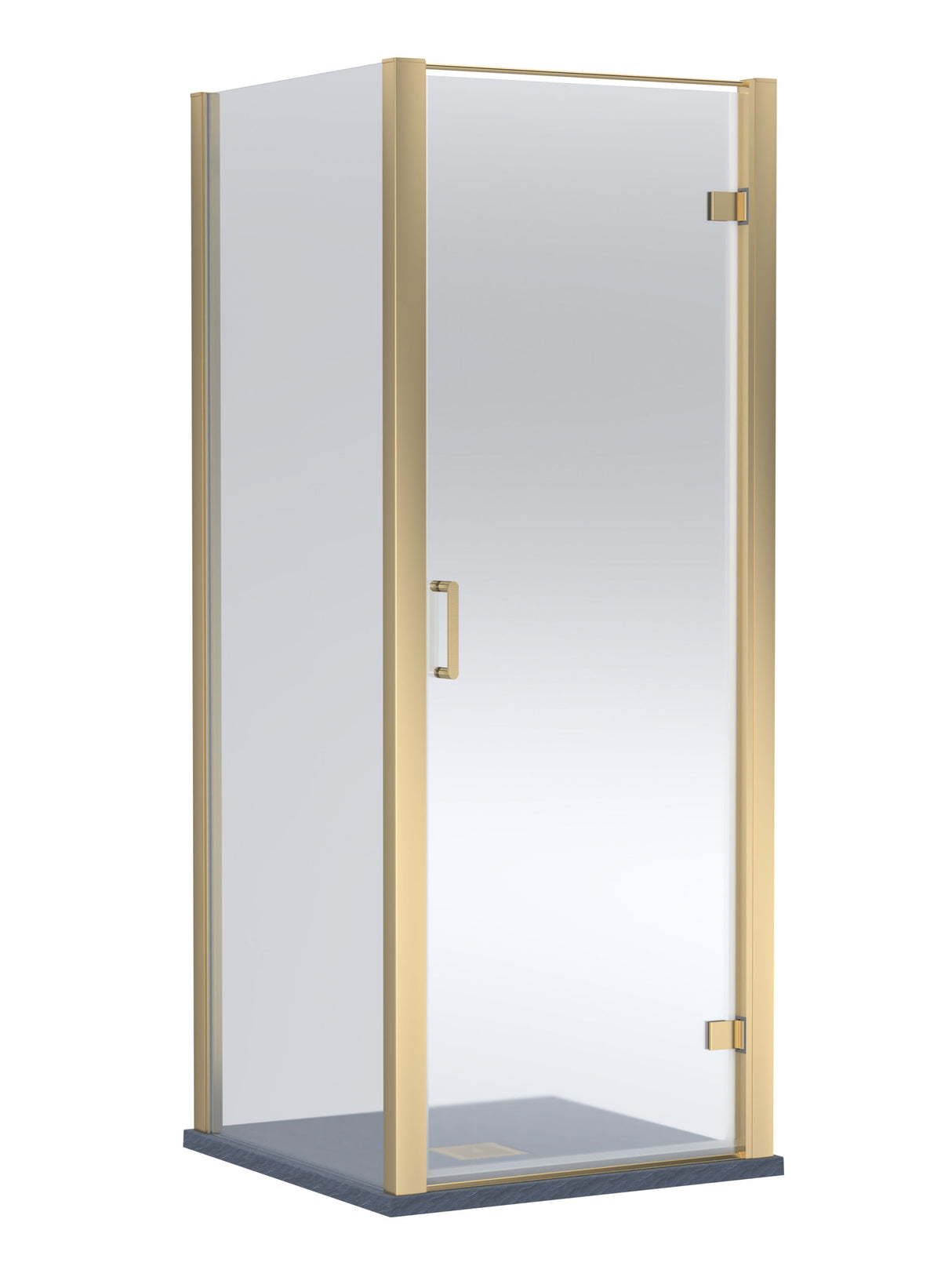8mm Toughened Safety Glass Hinged Shower Door, Side Panel and Slimline Shower Tray - Choice of Size and Finish
