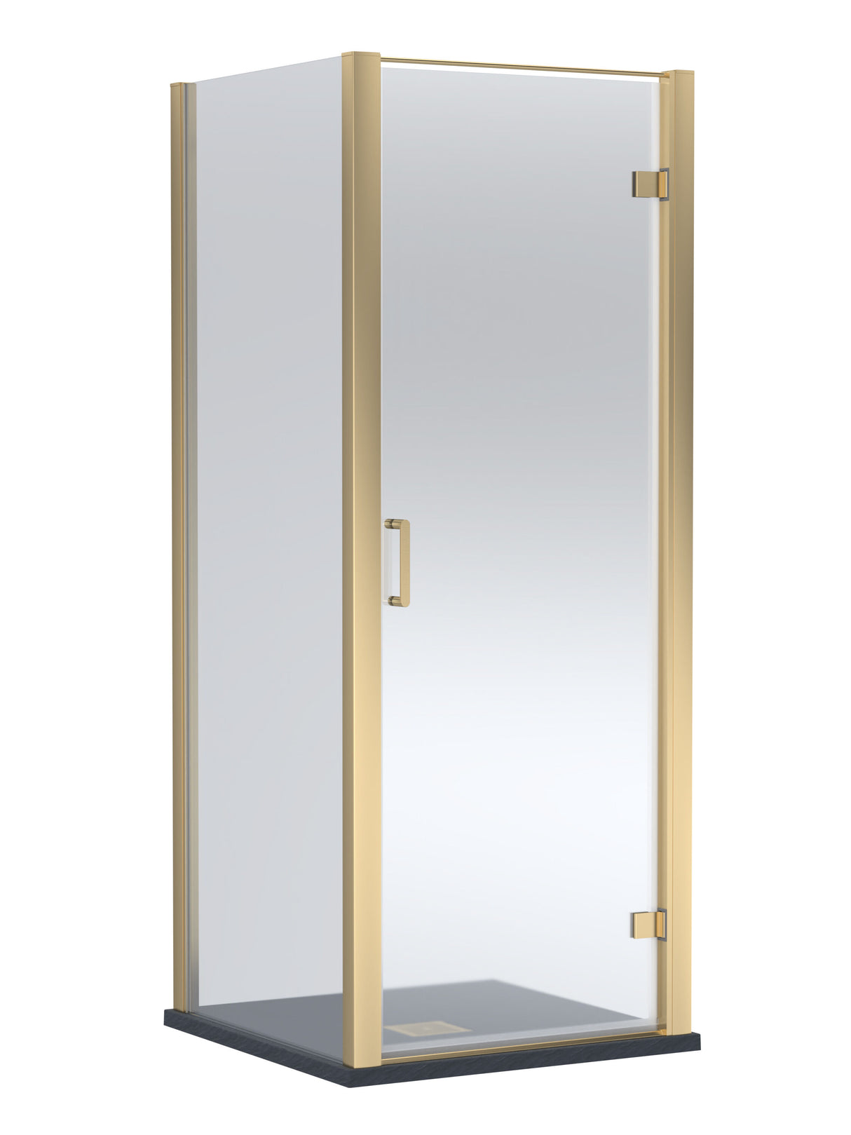 8mm Toughened Safety Glass Hinged Shower Door, Side Panel and Slimline Shower Tray - Choice of Size and Finish
