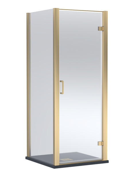8mm Toughened Safety Glass Hinged Shower Door, Side Panel and Slimline Shower Tray - Choice of Size and Finish