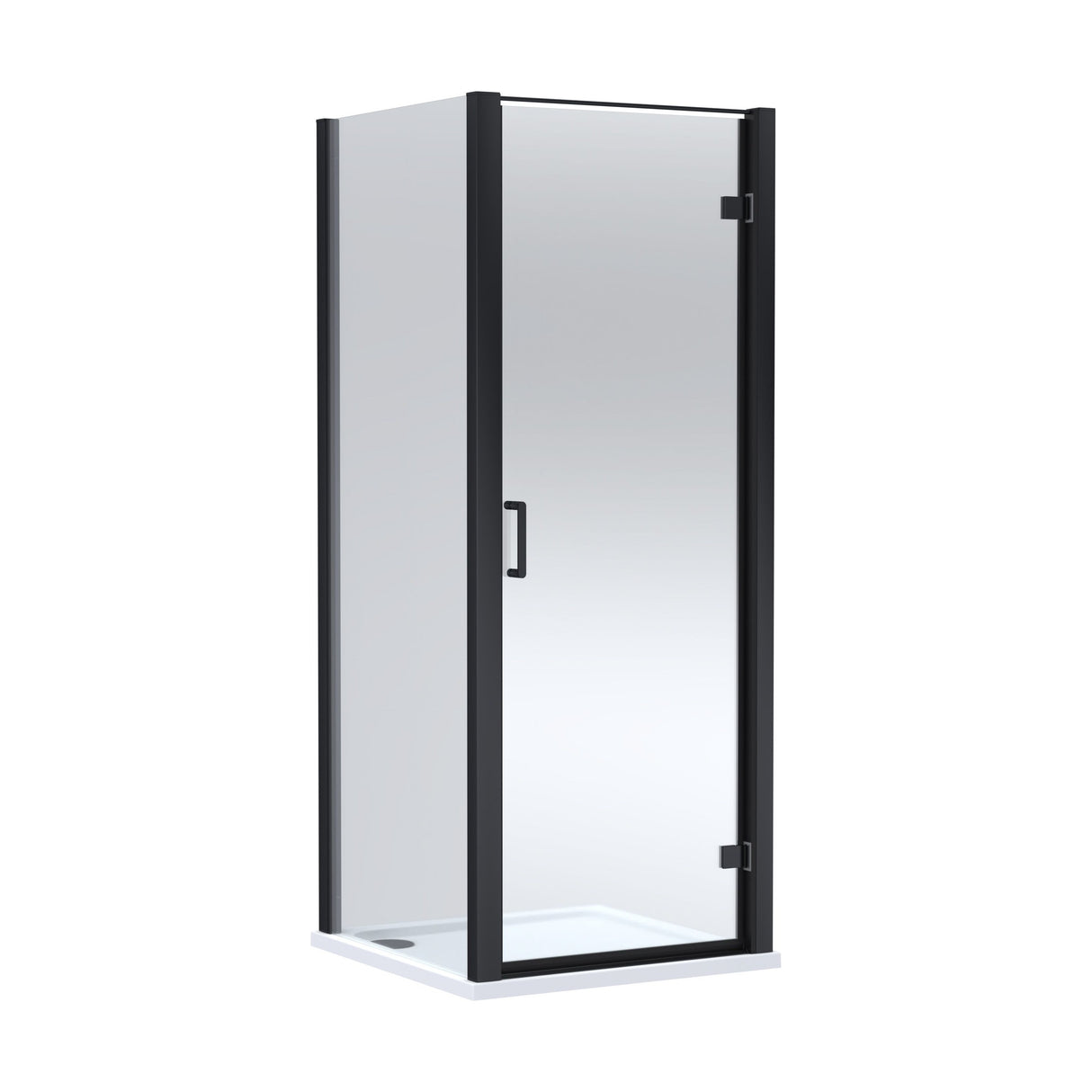[BEZLU070] 8mm Toughened Safety Glass Hinged Shower Door, Side Panel and Shower Tray - Choice of Size and Finish - Cutout
