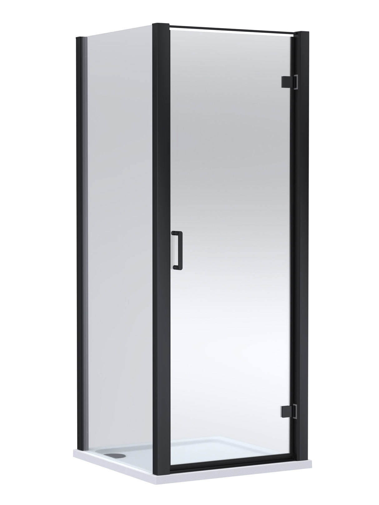 8mm Toughened Safety Glass Hinged Shower Door, Side Panel and Shower Slip Resistant Tray - Choice of Size and Finish
