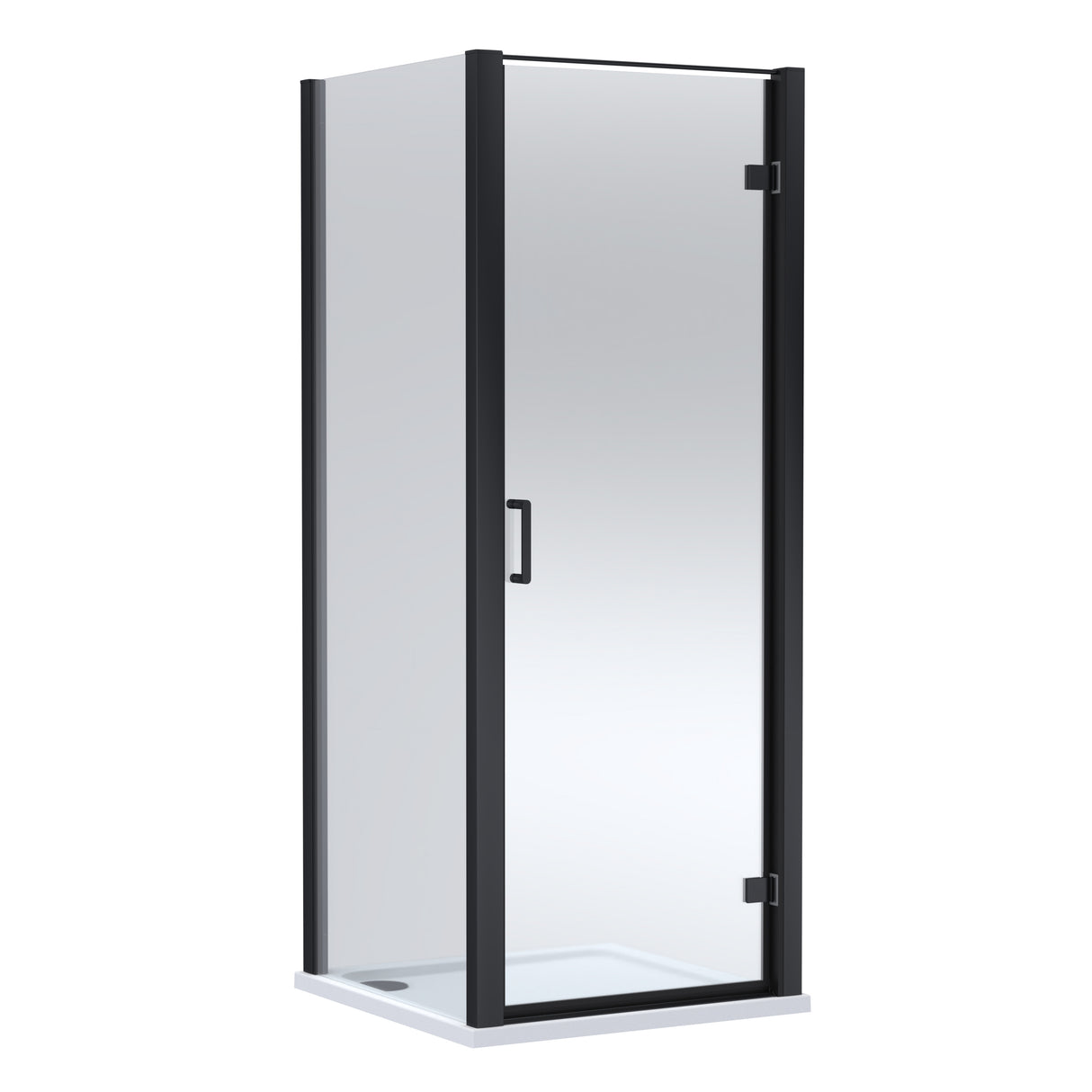 8mm Toughened Safety Glass Hinged Shower Door, Side Panel and Shower Slip Resistant Tray - Choice of Size and Finish