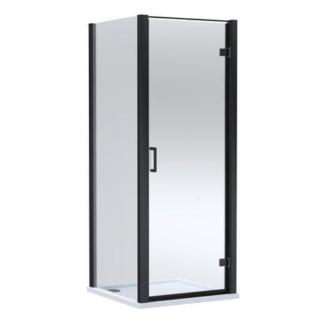 8mm Toughened Safety Glass Hinged Shower Door, Side Panel and Shower Slip Resistant Tray - Choice of Size and Finish