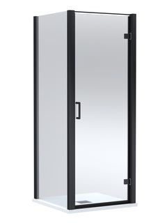 8mm Toughened Safety Glass Hinged Shower Door, Side Panel and Slimline Shower Tray - Choice of Size and Finish