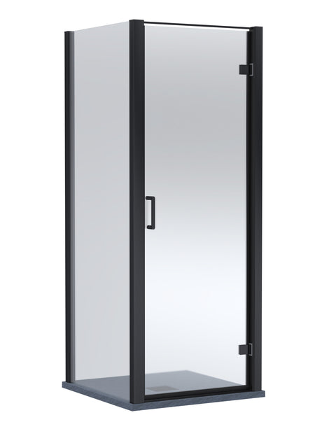 8mm Toughened Safety Glass Hinged Shower Door, Side Panel and Slimline Shower Tray - Choice of Size and Finish