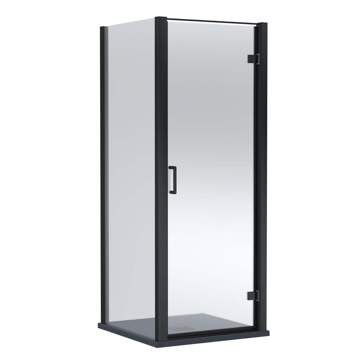 8mm Toughened Safety Glass Hinged Shower Door, Side Panel and Slimline Shower Tray - Choice of Size and Finish
