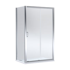 [BEZLU076] Ellenhall Sliding Shower Door with 6mm Glass, Side Panel & Resin Shower Tray, 1200 x 800mm - Choice of Finish - Cutout