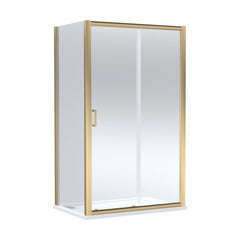 [BEZLU090] Ellenhall Sliding Shower Door with 6mm Glass, Side Panel & Resin Shower Tray, 1200 x 800mm - Choice of Finish - Cutout