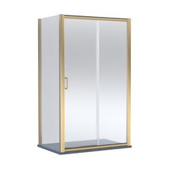 [BEZLU094] Ellenhall Sliding Shower Door with 6mm Glass, Side Panel & Slimline Shower Tray, 1200 x 800mm - Choice of Finish - Cutout