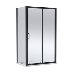 [BEZLU105] Ellenhall Sliding Shower Door with 6mm Glass, Side Panel & Slip Resistant Shower Tray, 1200 x 800mm - Choice of Finish - Cutout