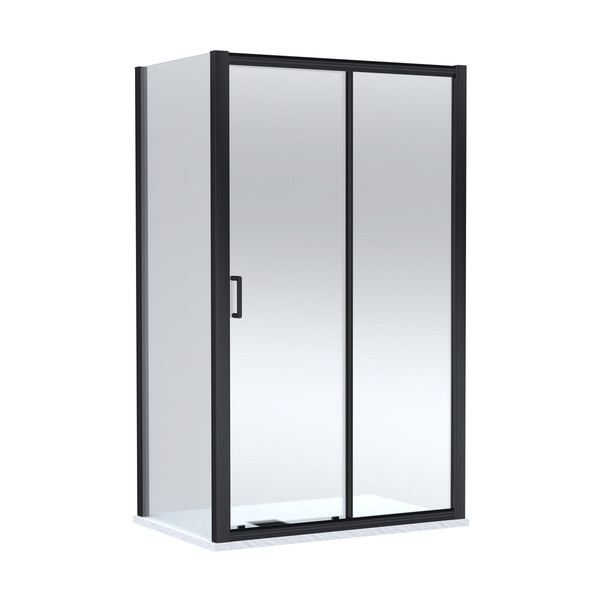 [BEZLU107] Ellenhall Sliding Shower Door with 6mm Glass, Side Panel & Slimline Shower Tray, 1200 x 800mm - Choice of Finish - Cutout