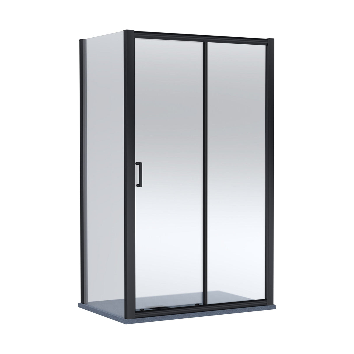 [BEZLU108] Balterley Sliding Shower Door with 6mm Glass, Side Panel & Slimline 1200x800mm Shower Tray, Matt Black/Grey - Cutout