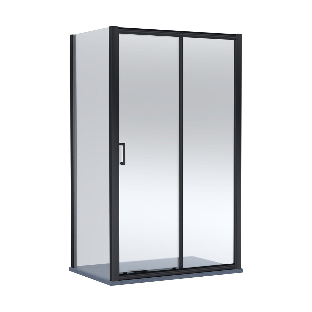 [BEZLU108] Ellenhall Sliding Shower Door with 6mm Glass, Side Panel & Slimline Shower Tray, 1200 x 800mm - Choice of Finish - Cutout