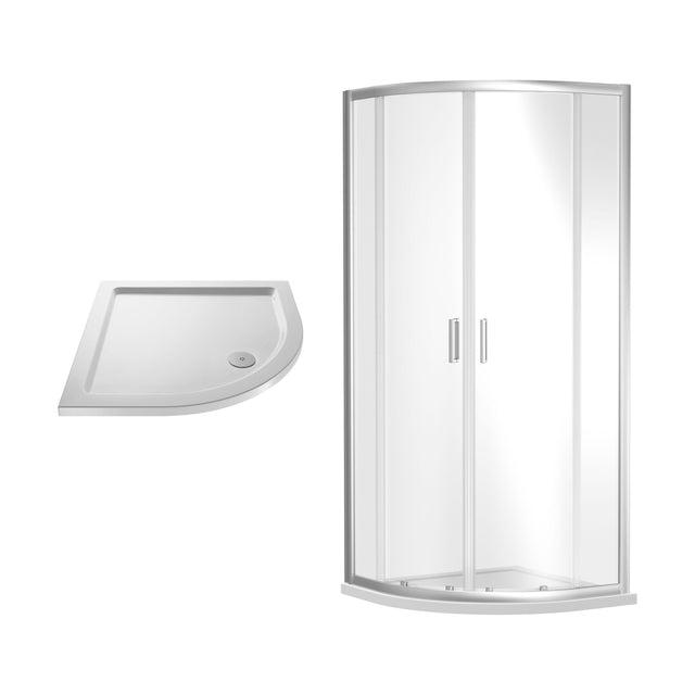 [BEZRU001] Balterley Ruwa Sliding Shower Door Bundle: Side Panel & Slimline Tray, 800 x 800 mm Chrome/White - Cutout
