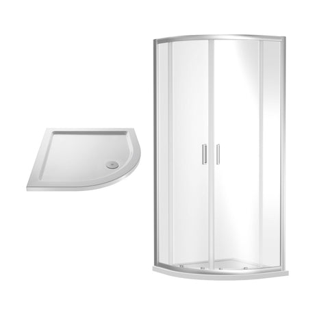 [BEZRU002] 6mm Toughened Safety Glass Quadrant Shower Enclosure Bundle, Choice of Size and Colour - Cutout