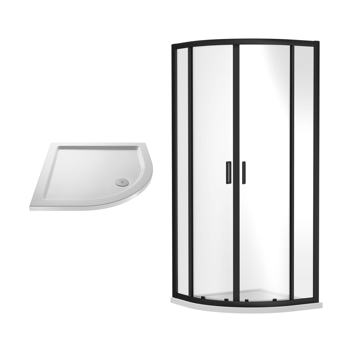 [BEZRU003] 6mm Toughened Safety Glass Quadrant Shower Enclosure Bundle, Choice of Size and Colour - Cutout