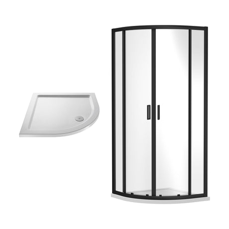 [BEZRU003] 6mm Toughened Safety Glass Quadrant Shower Enclosure Bundle, Choice of Size and Colour - Cutout