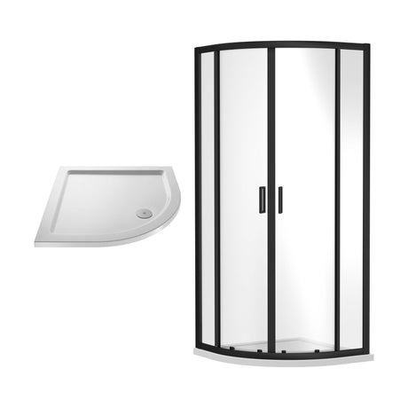 [BEZRU004] 6mm Toughened Safety Glass Quadrant Shower Enclosure Bundle, Choice of Size and Colour - Cutout