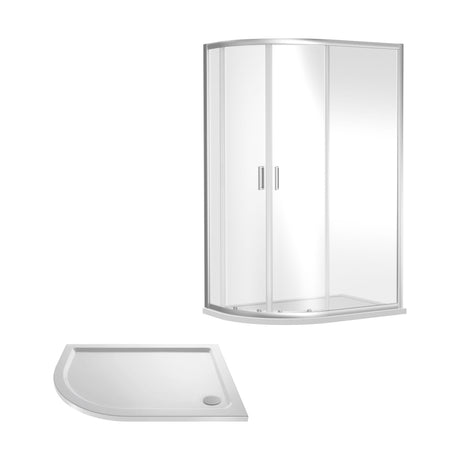 [BEZRU005] Balterley Ruwa Shower Enclosure Bundle: Offset Left Hand Quadrant & Slimline Tray, 1000 x 800 mm Chrome/White - Cutout