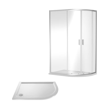 [BEZRU006] 6mm Toughened Safety Glass Offset Quadrant Shower Enclosure Bundle, Choice of Size and Colour - Cutout