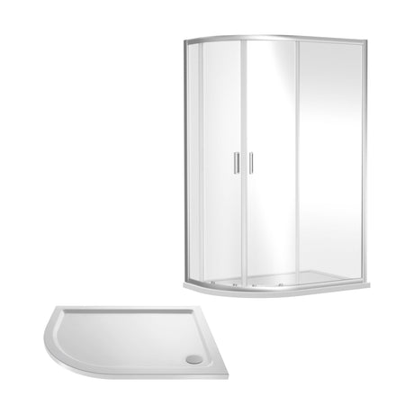 [BEZRU007] 6mm Toughened Safety Glass Offset Quadrant Shower Enclosure Bundle, Choice of Size and Colour - Cutout